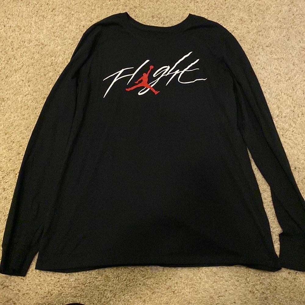 Jordan Men Flight Long Sleeve Shirt Jumpman Black Size Large L